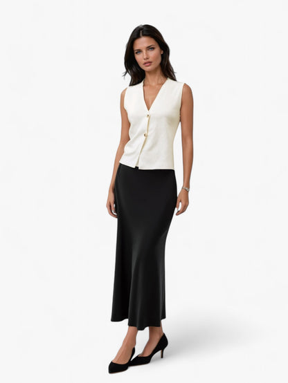 Gloria | Women's Long Pleated Satin Maxi Skirt